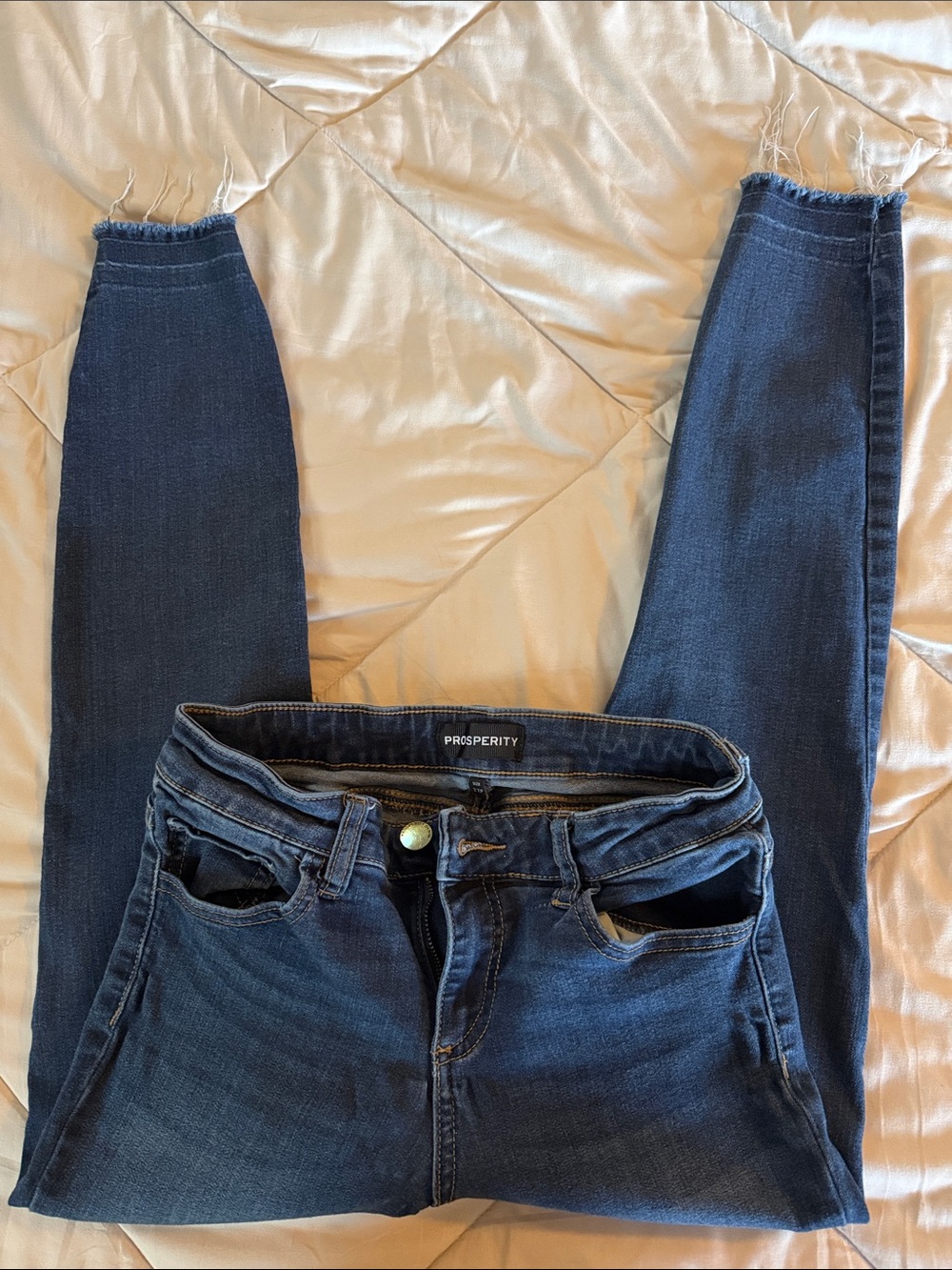 Prosperity Women's Indigo Skinny Jeans with Frayed Hem
